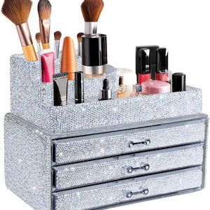 NWT Sparkling Bling Swarovski Crystal Rhinestone Cosmetic Organizer Jewe…